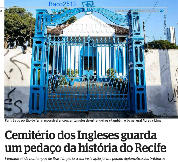 Matéria sobre o Cemitério dos Ingleses no Diário de Pernambuco
